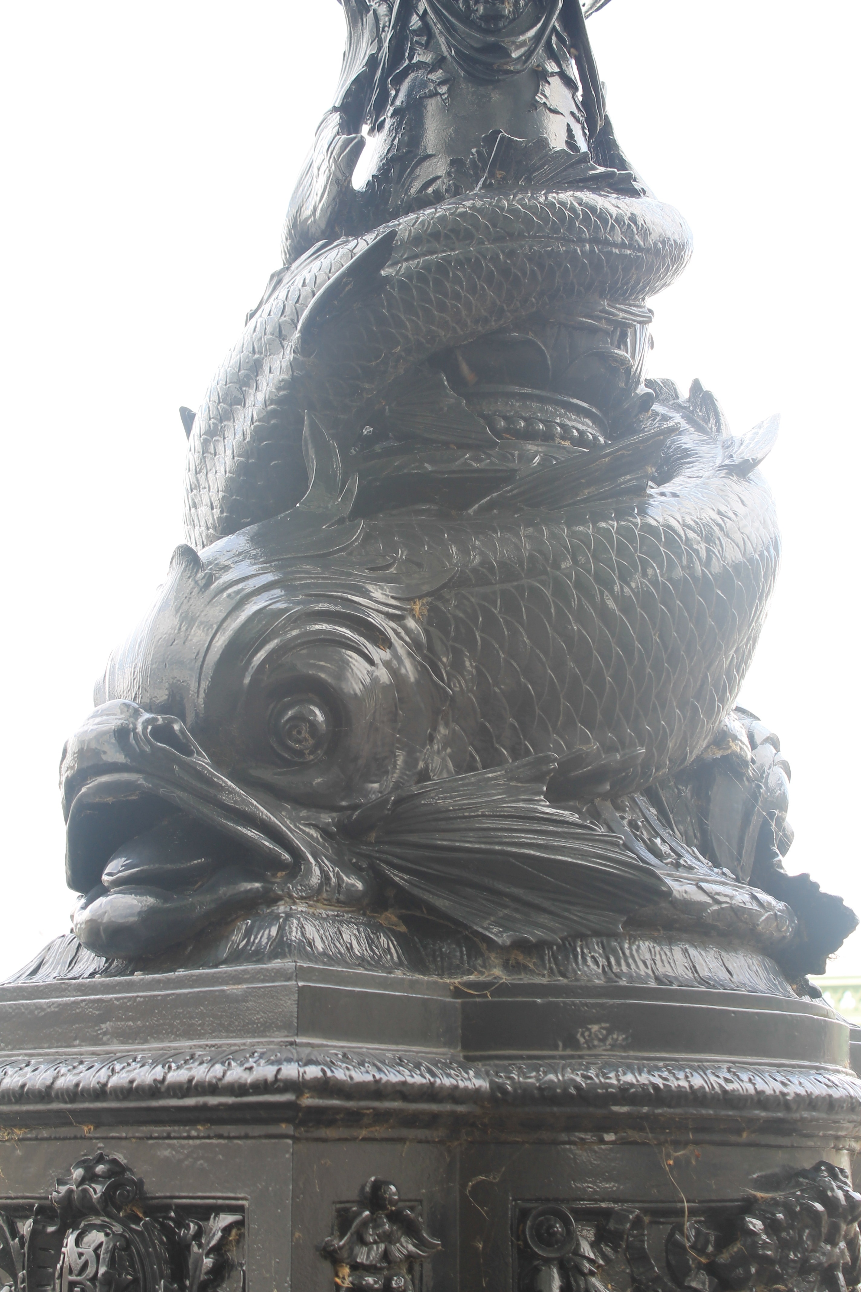 black fish carved statue