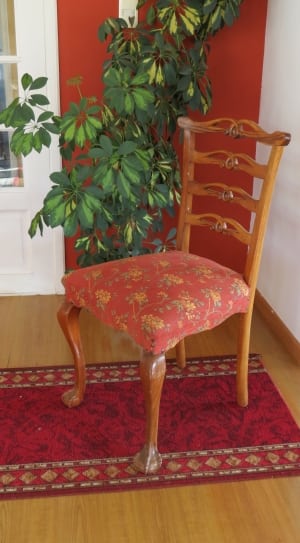brown wooden ladderback chair thumbnail