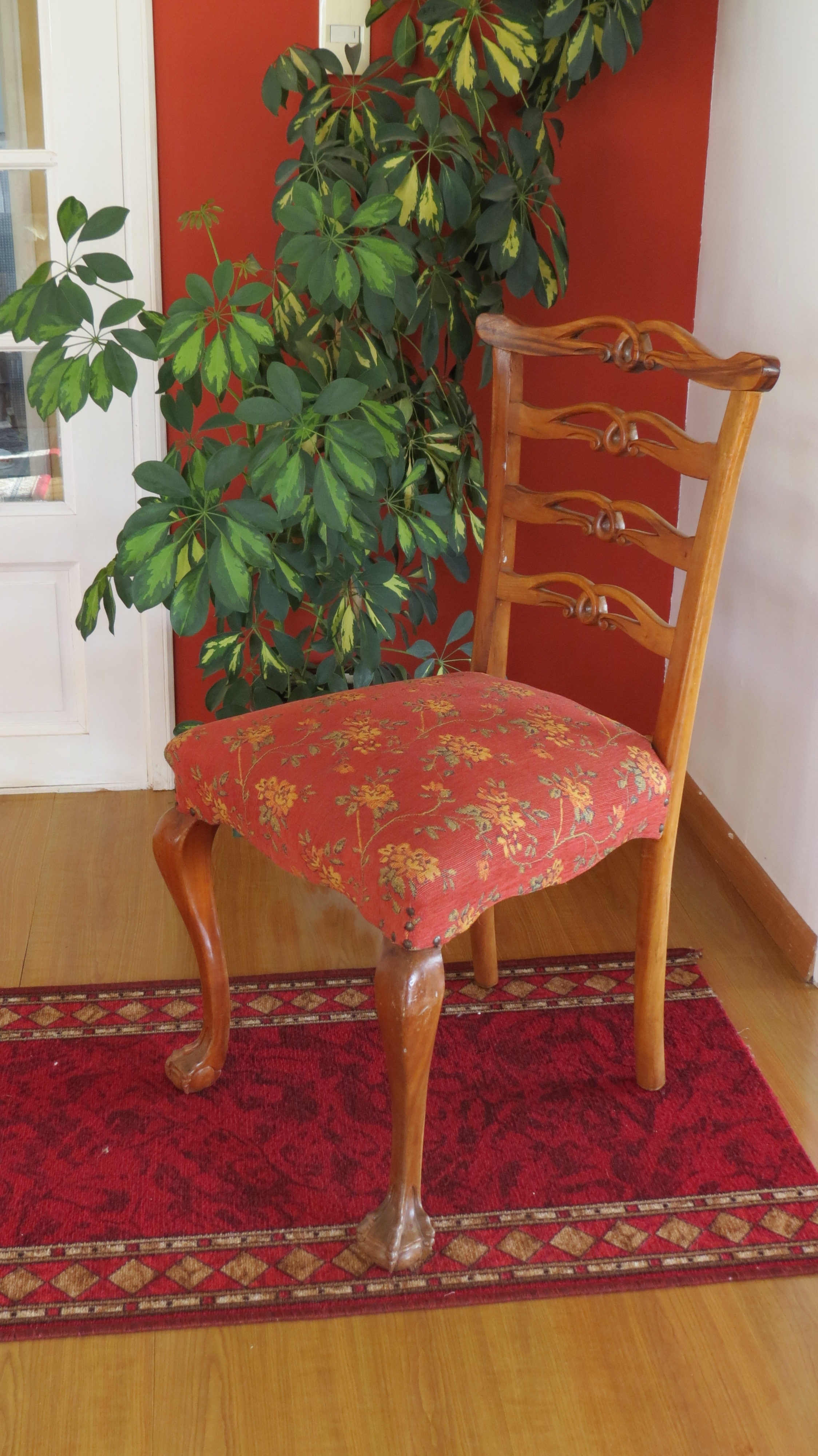 brown wooden ladderback chair