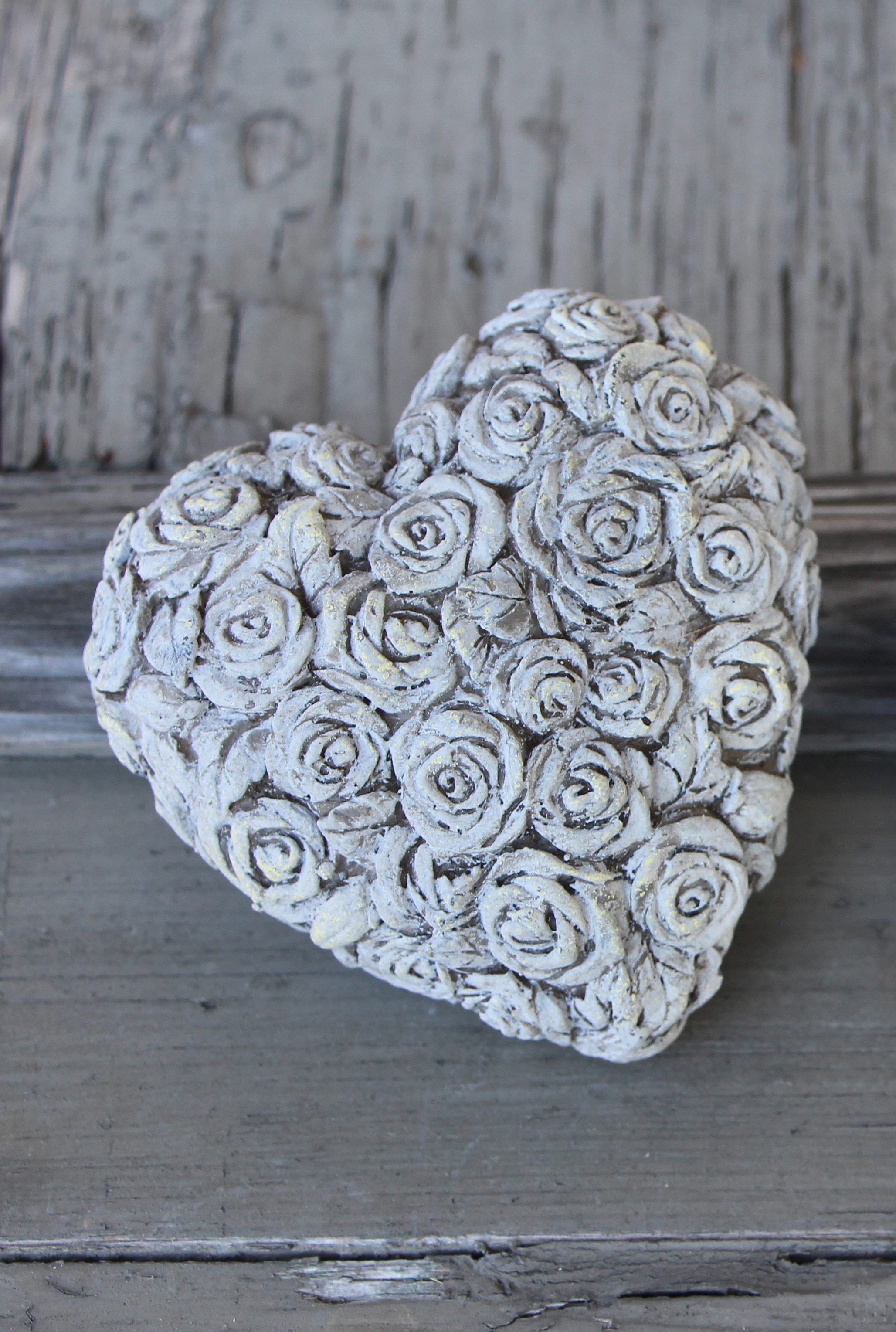 white roses embossed heart shape ornament
