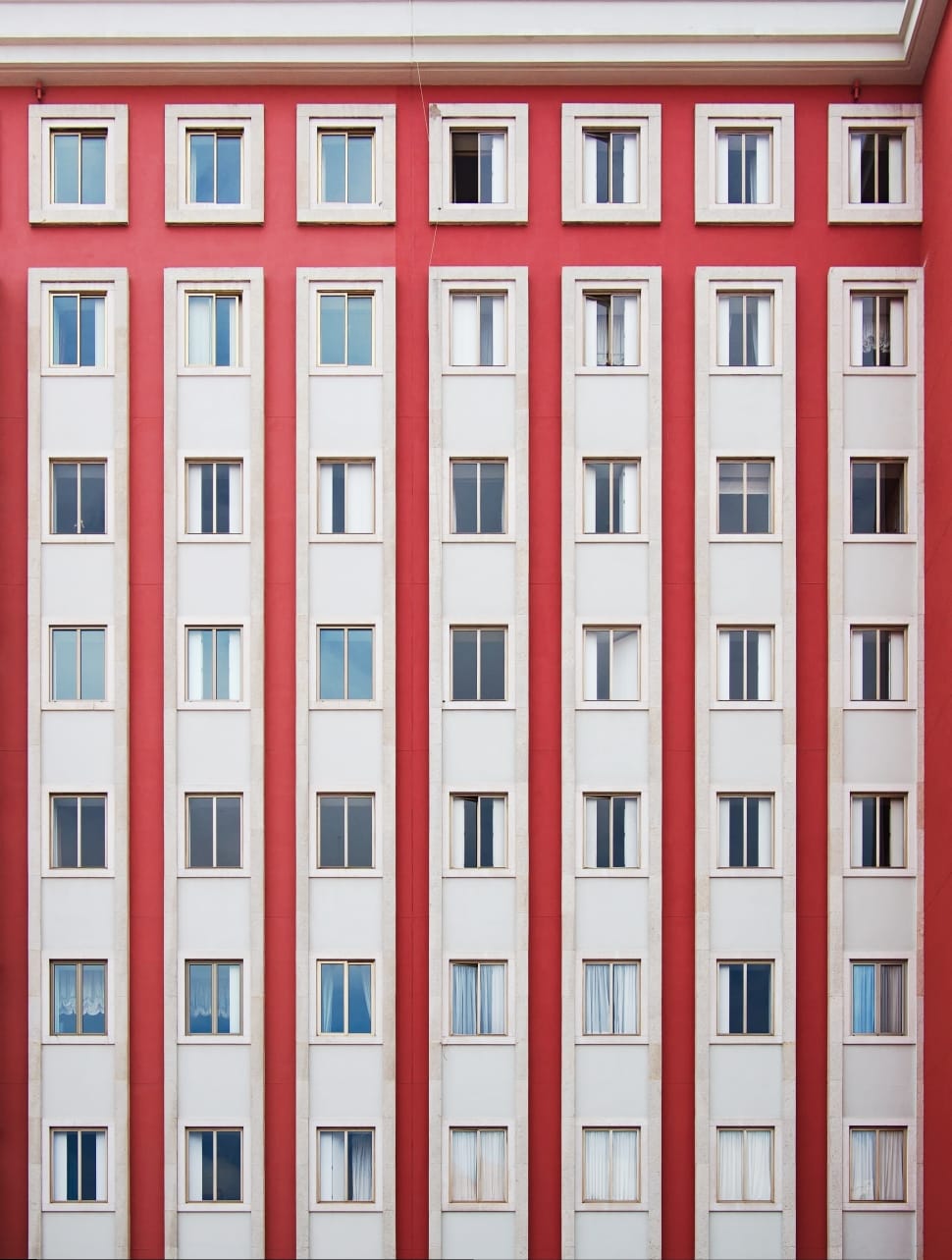 white and red apartment windows preview