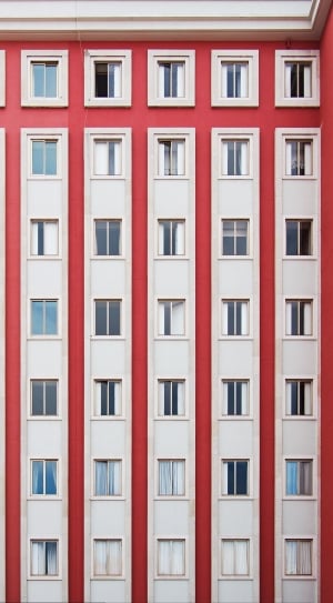 white and red apartment windows thumbnail