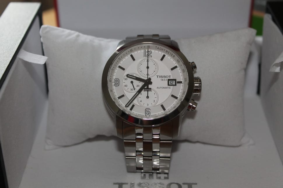 silver link bracelet silver round tissot chronograph watch preview