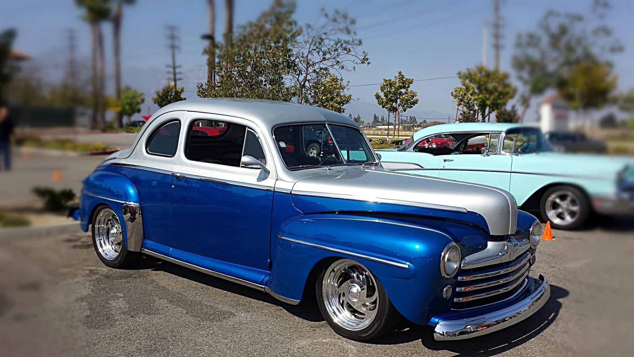 blue classic car