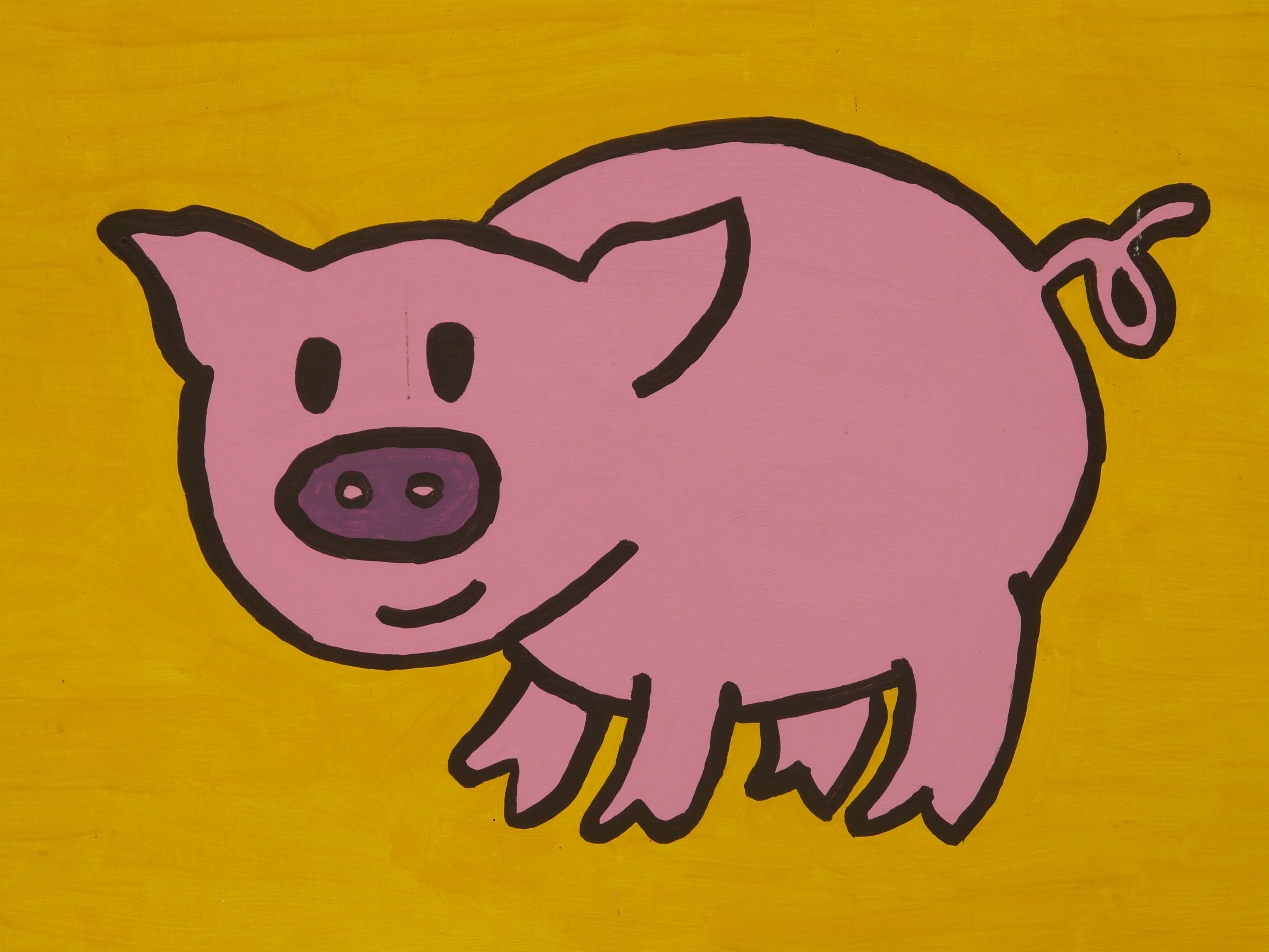 pink and black pig sketch