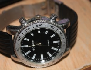 black leather strap silver round columbia analog watch thumbnail