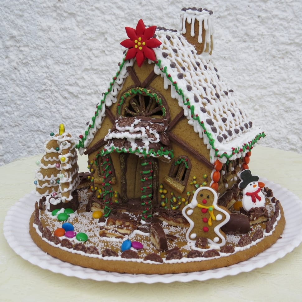 brown, green, and white candy house ceramic figurine preview