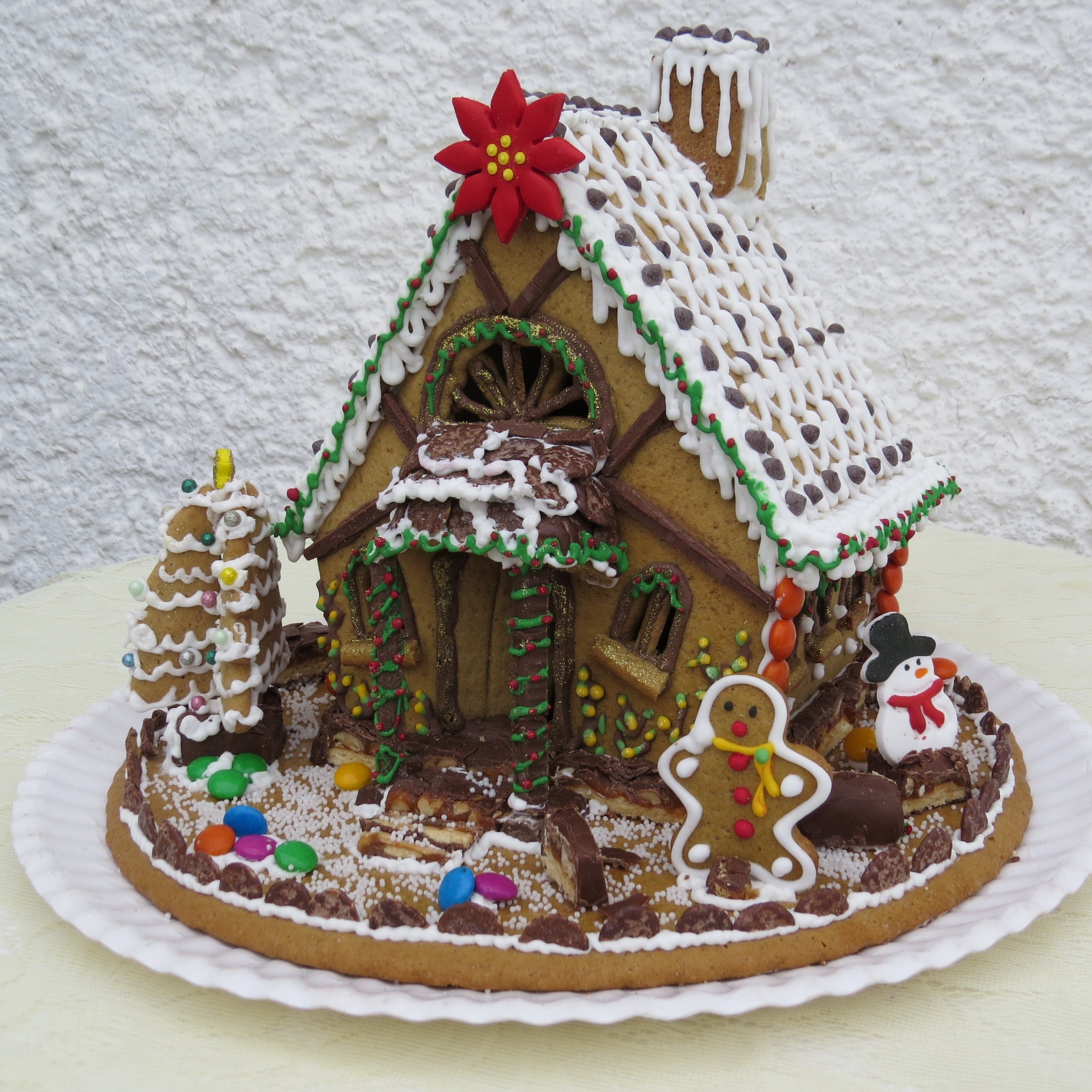 brown, green, and white candy house ceramic figurine