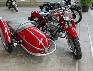 red standard motorcycle with sidecar thumbnail