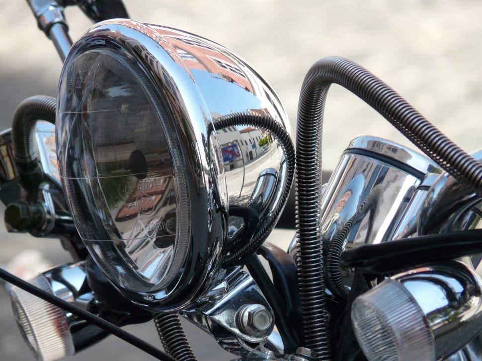 silver motorcycle headlight preview