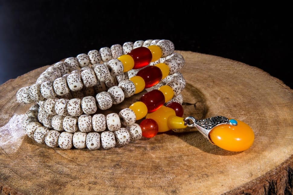white yellow and red beaded bracelet preview
