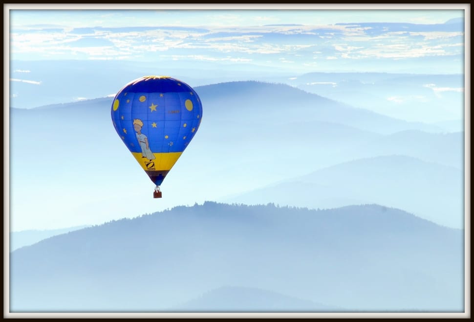 blue and yellow printed hot air balloon preview