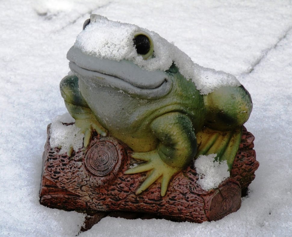 grey and green ceramic frog figurine preview