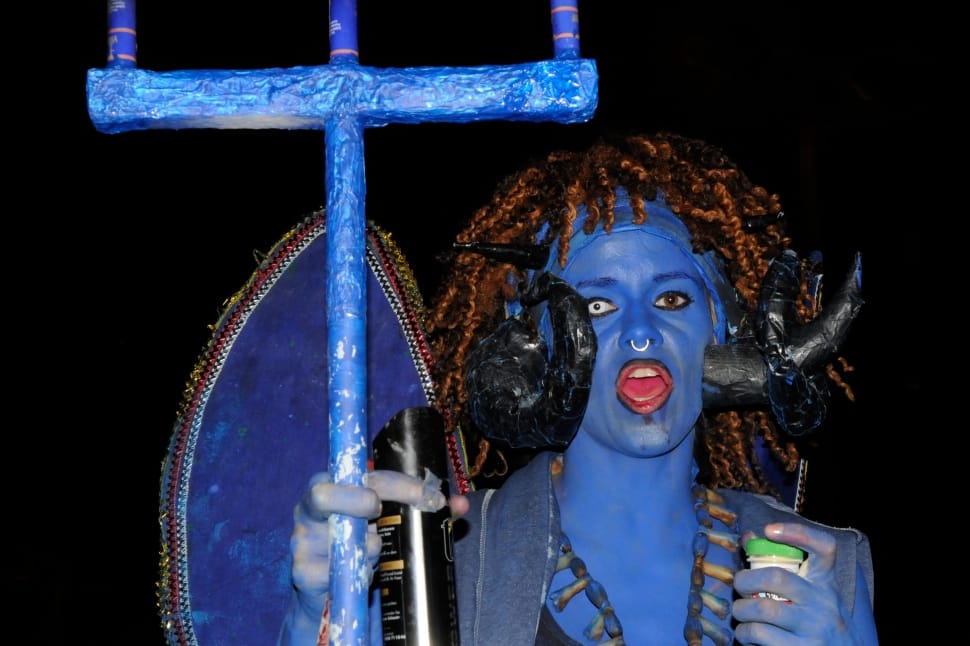 man's blue demon costume preview
