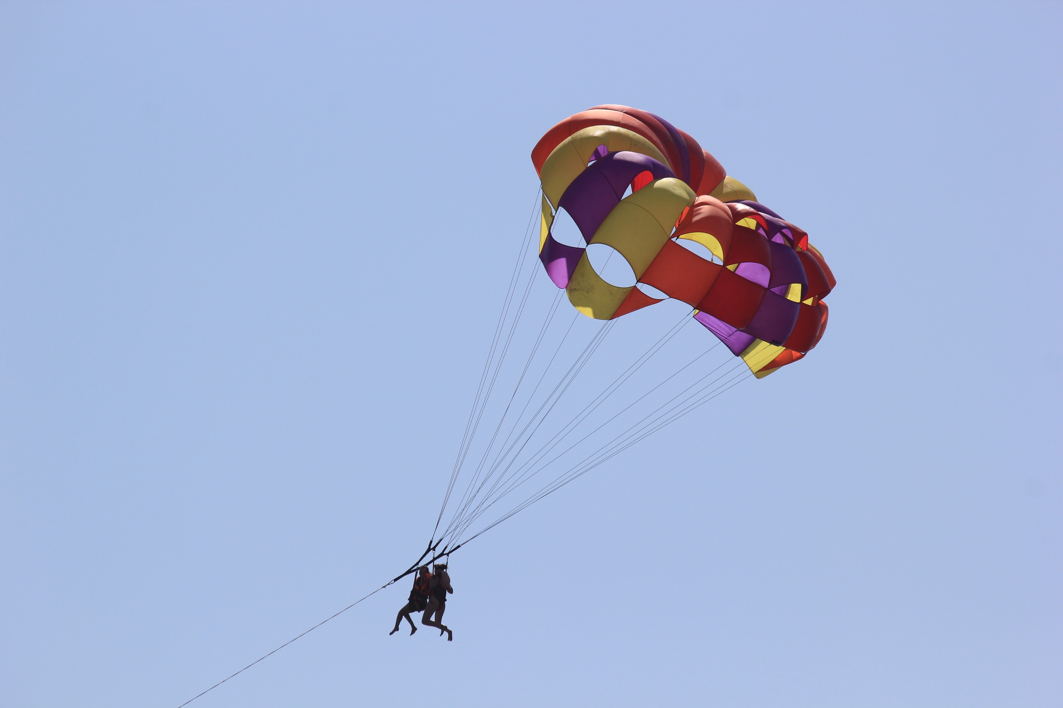 yellow purple and red parachute