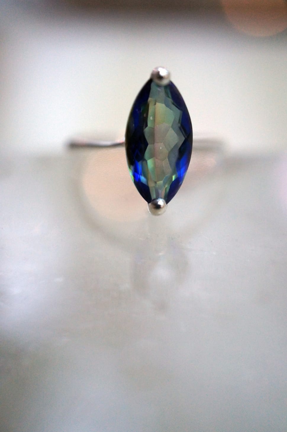 blue gemstone and silver ring preview