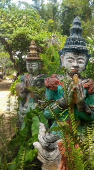 multi color buddha buddist statue garden decor thumbnail