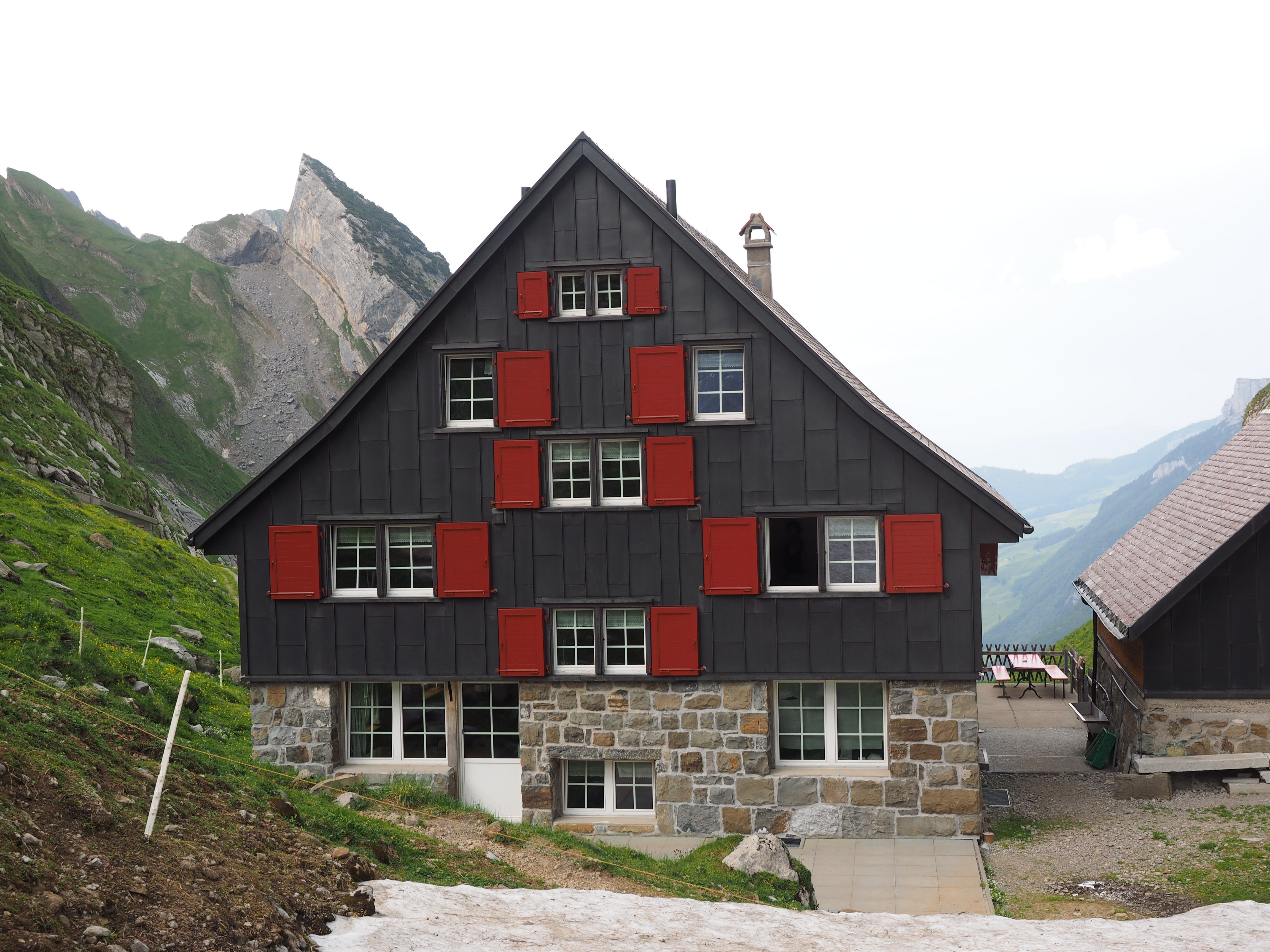 black and red wooden residential building