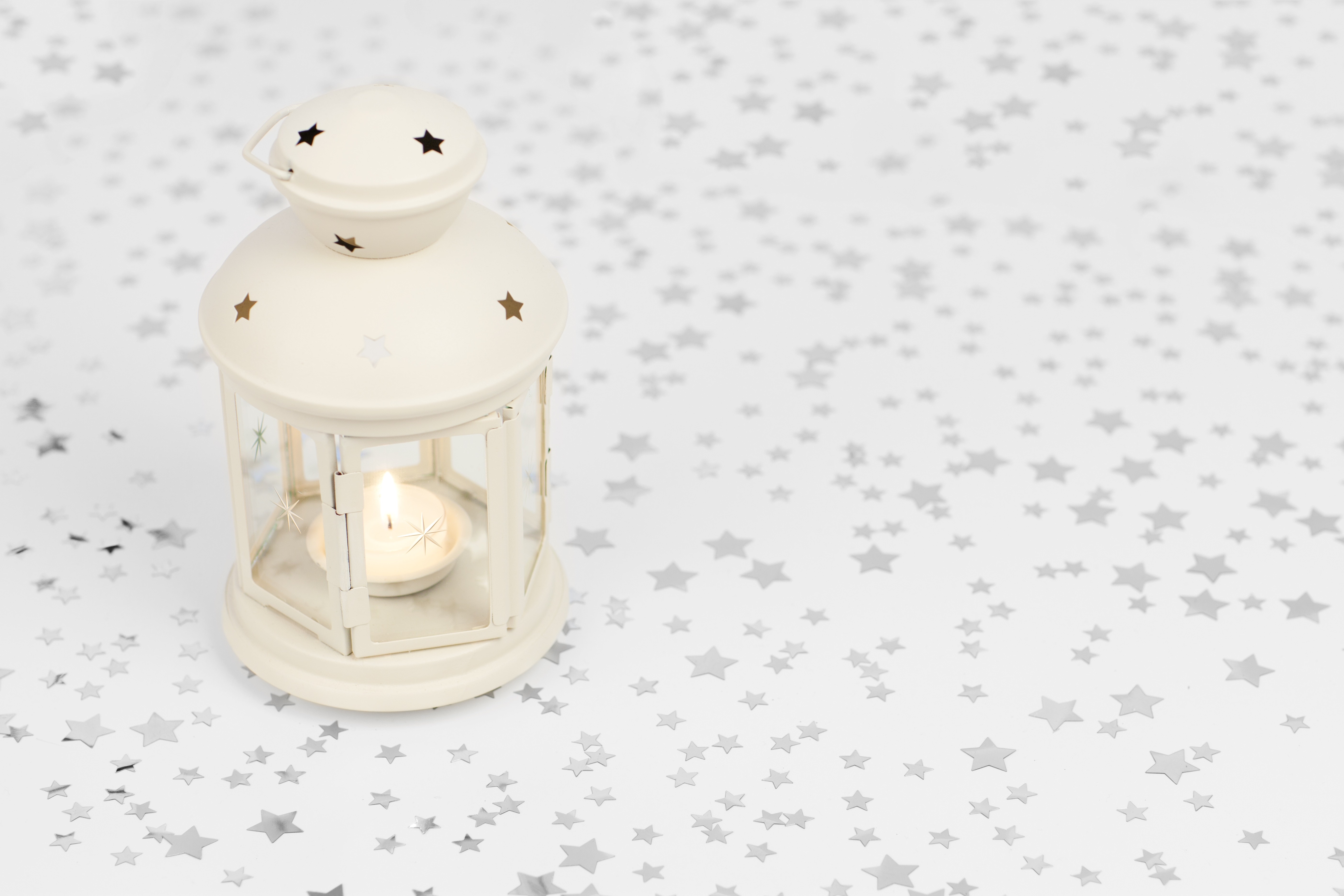 white candle lantern