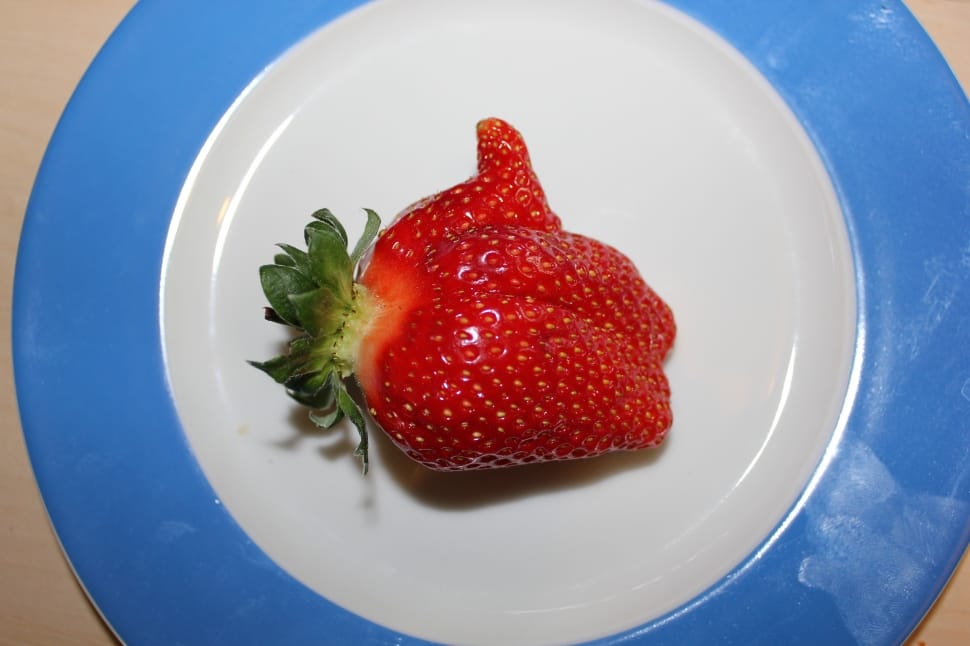 strawberry fruit and ceramic plate preview