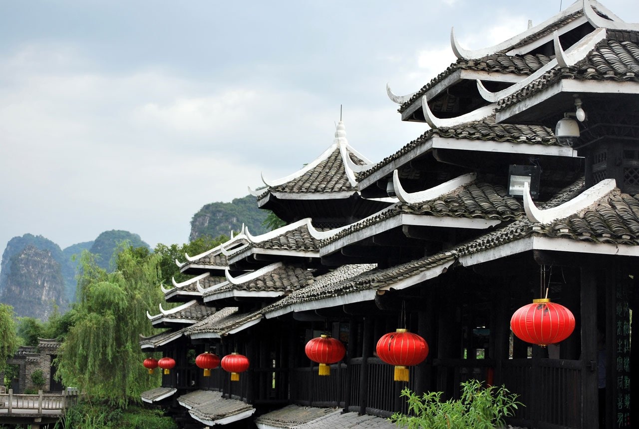 grey and white chinese temple