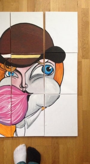 woman with brown hat chewing bubble gum artwork thumbnail