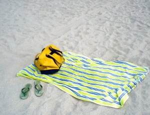 yellow and blue striped towel thumbnail