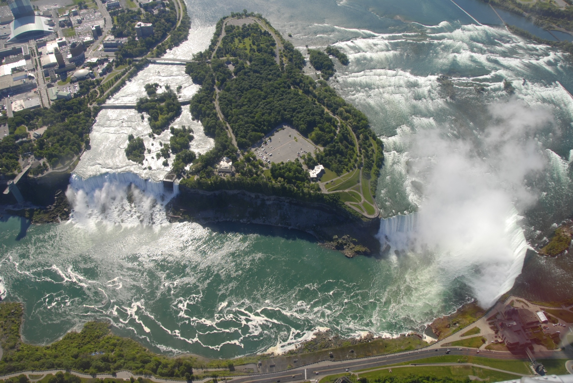 aerial photo of falls