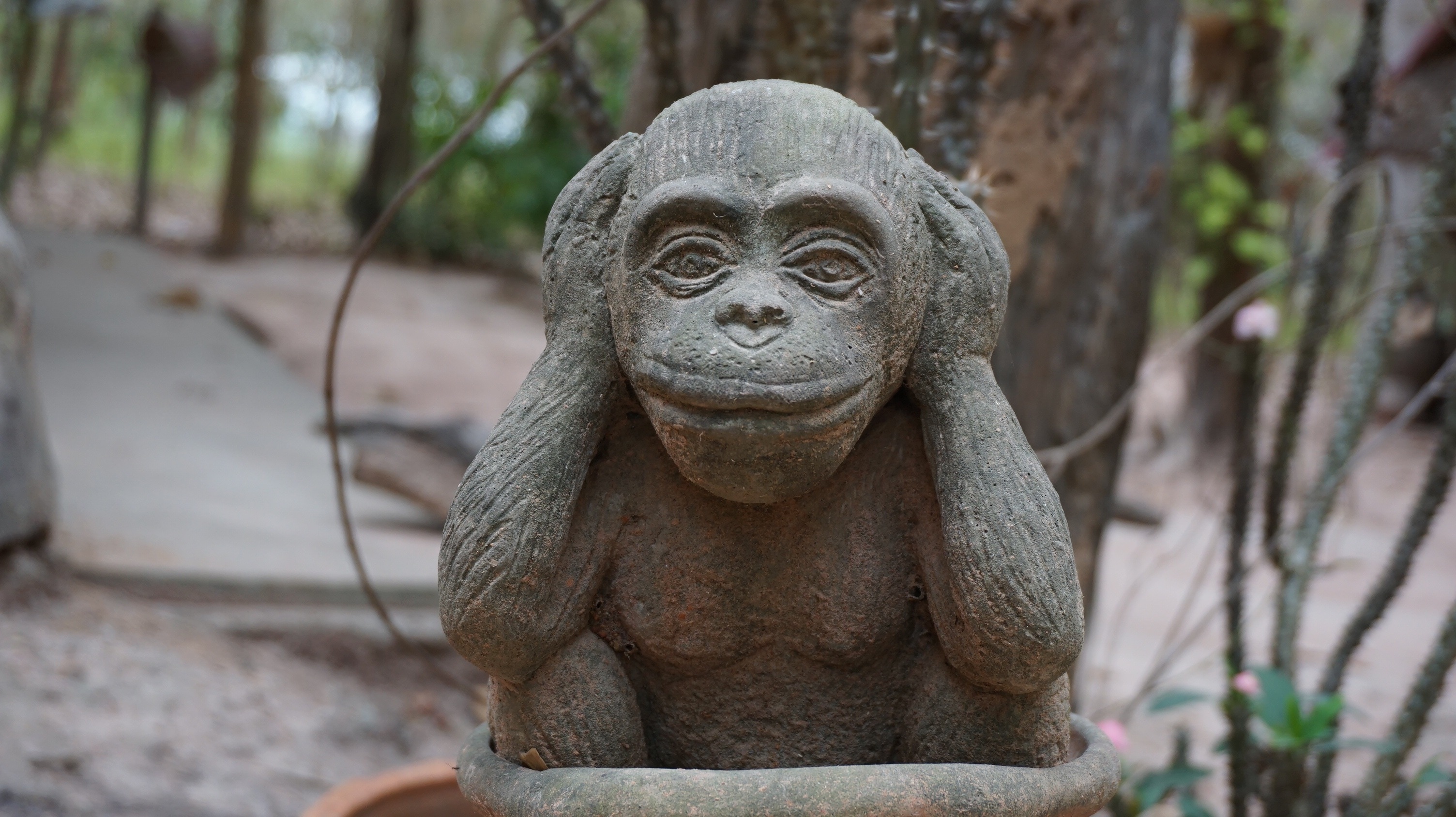 gray monkey statue