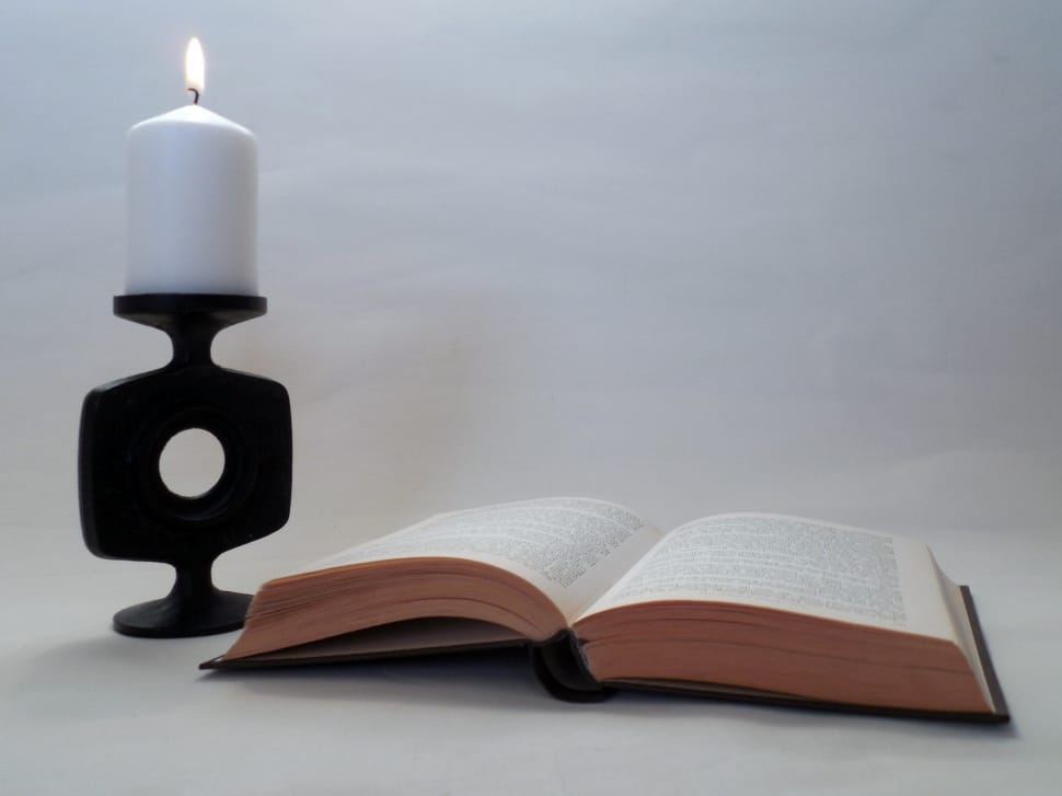 book page and pillar candle preview