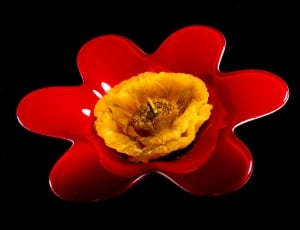 red ceramic flower framed plate thumbnail