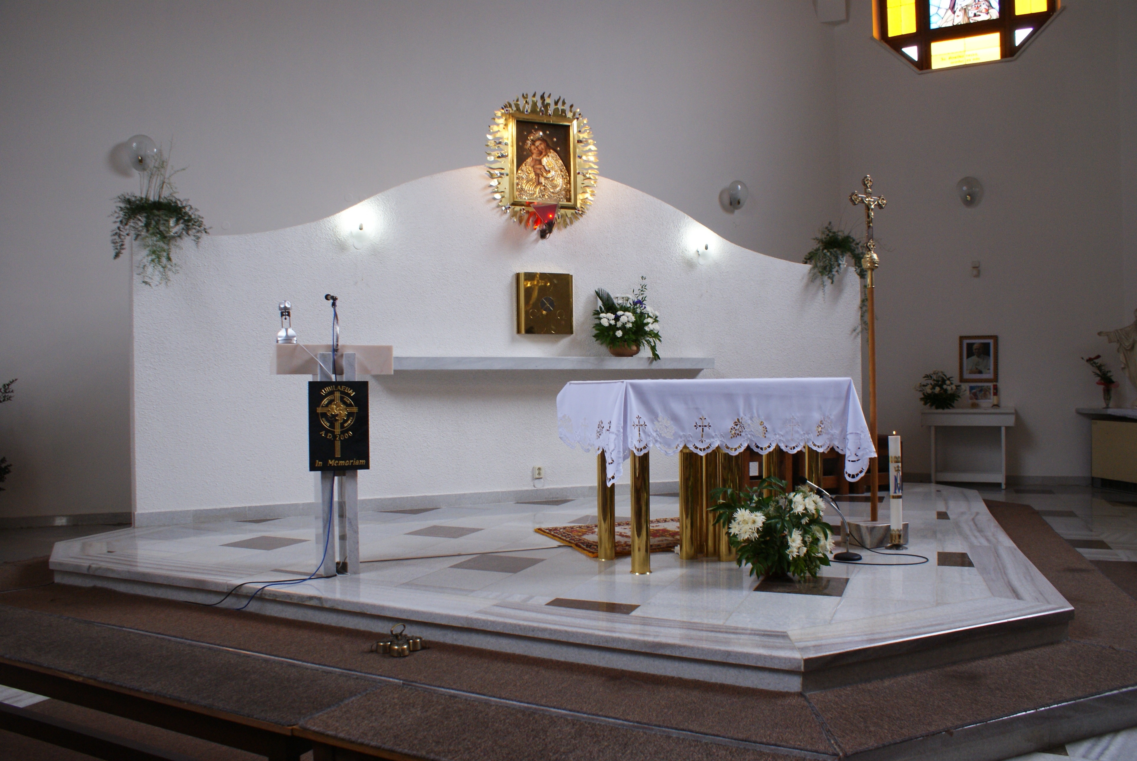 white and brown altar