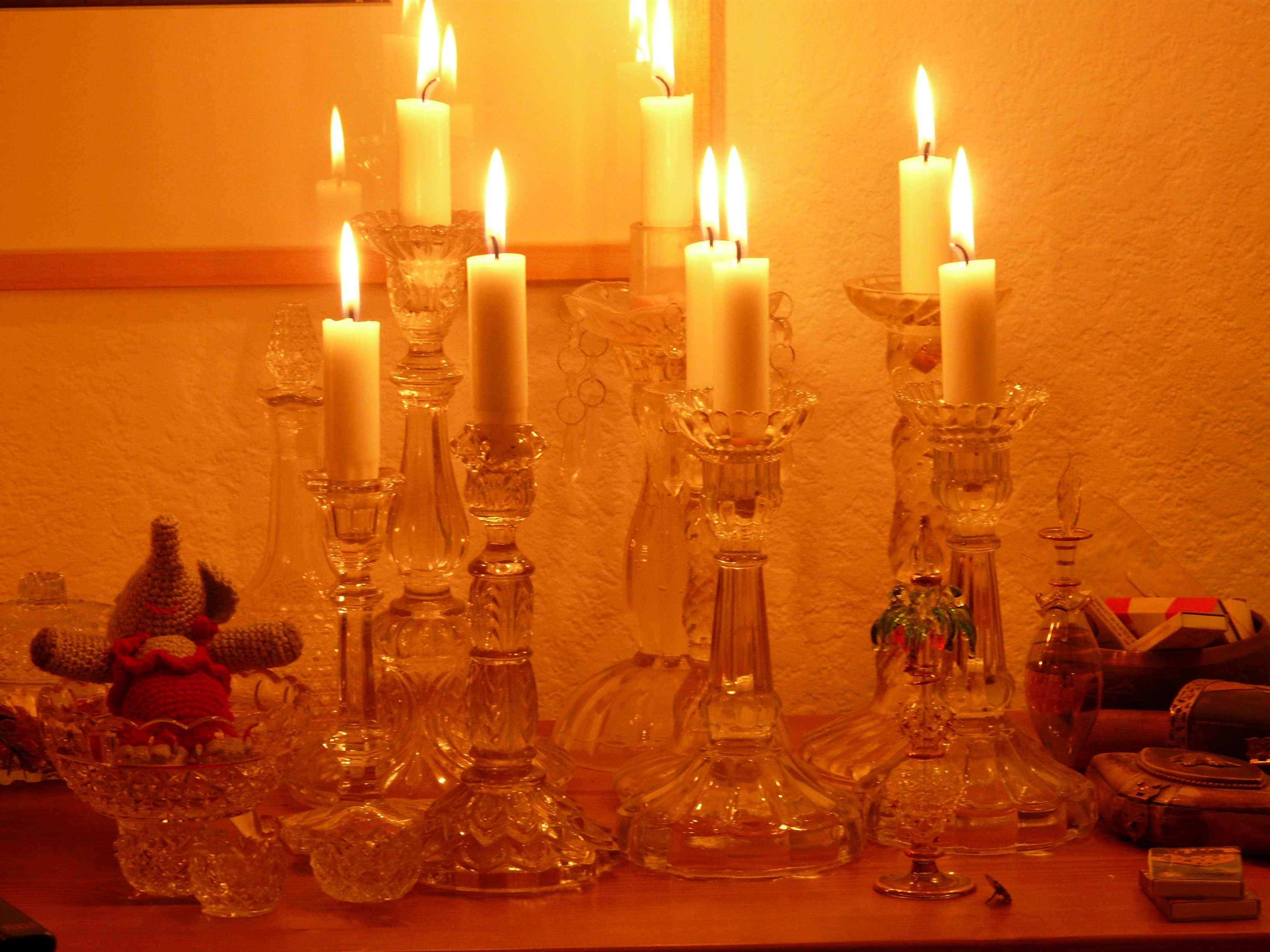 clear glass candle stands