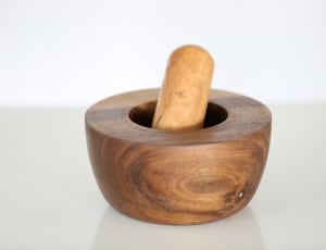 brown wooden round grinder bowl set thumbnail