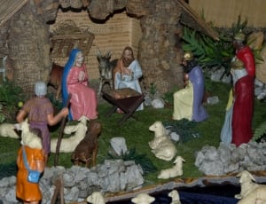 nativity scene ceramic figurine setup thumbnail