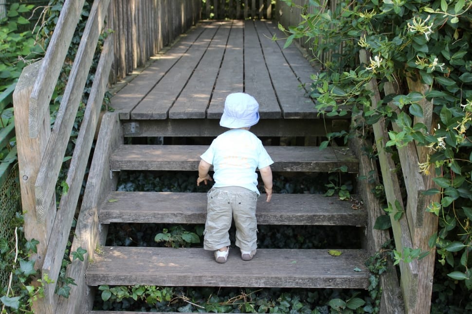 child walking on stair preview