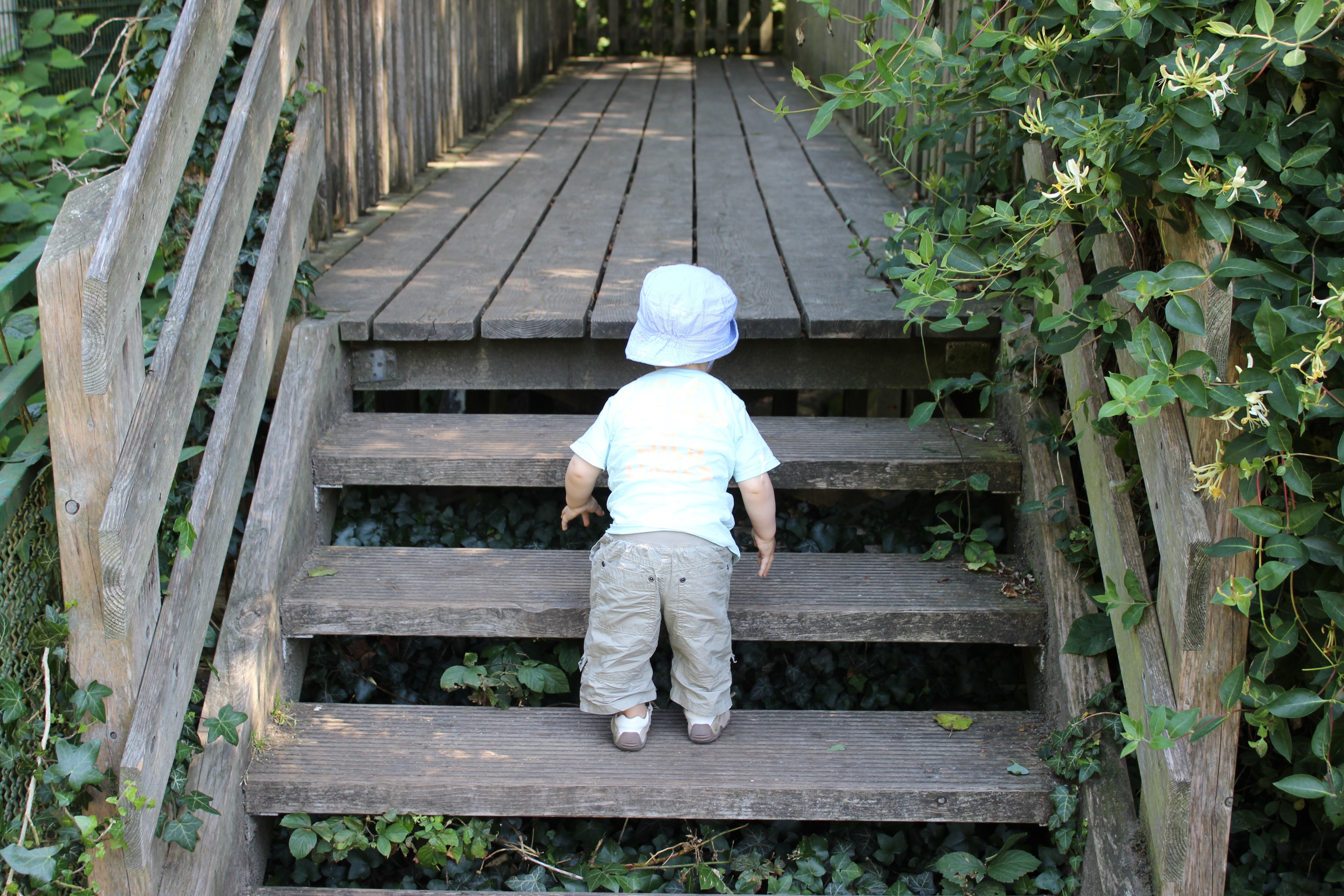 child walking on stair