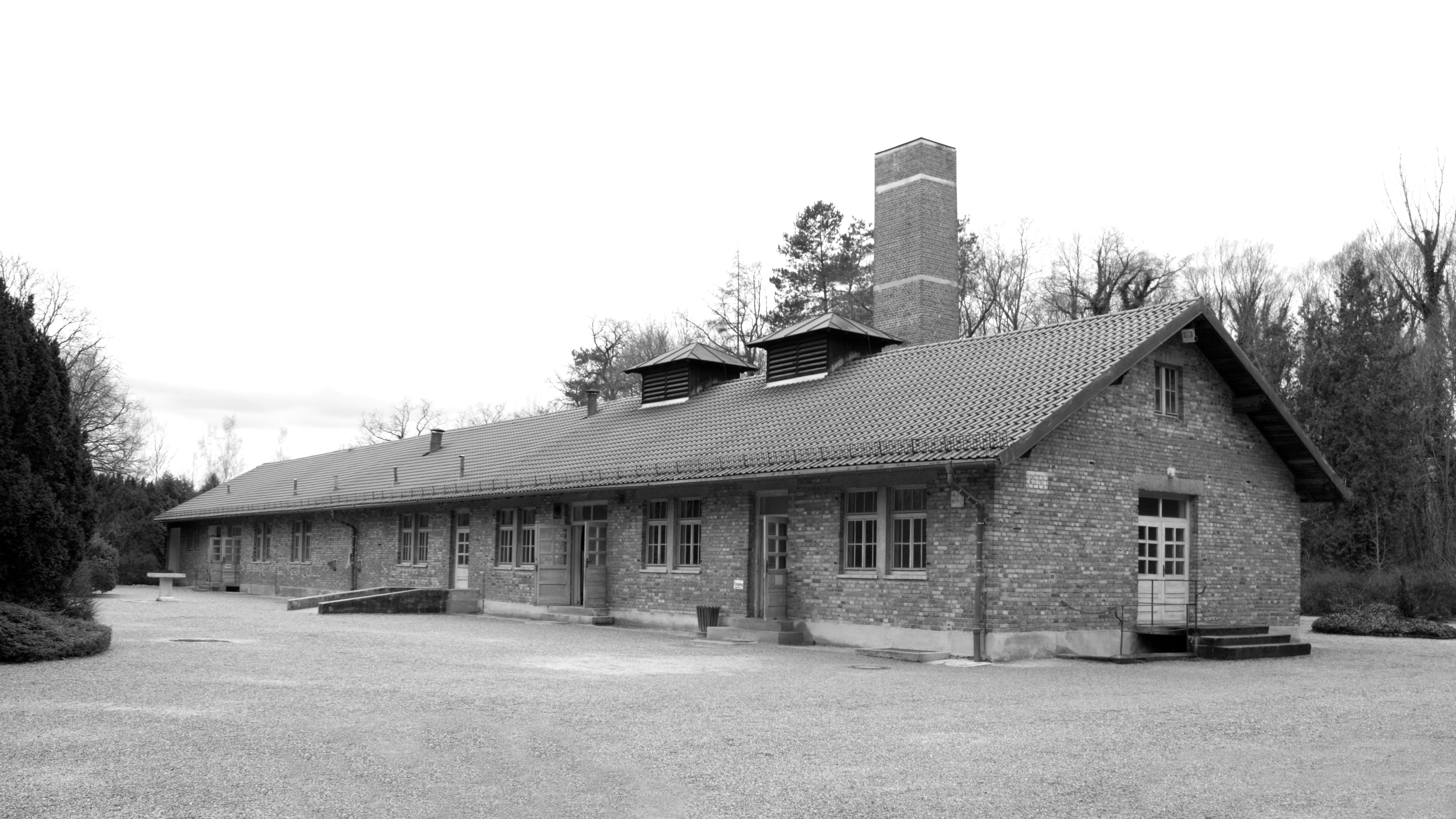 greyscale photo of concrete house