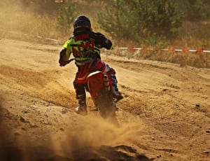 men's red black and yellow motocross suit thumbnail