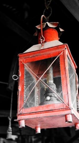red metal kerosene lamp thumbnail