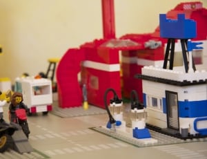 white red and blue city lego play set thumbnail