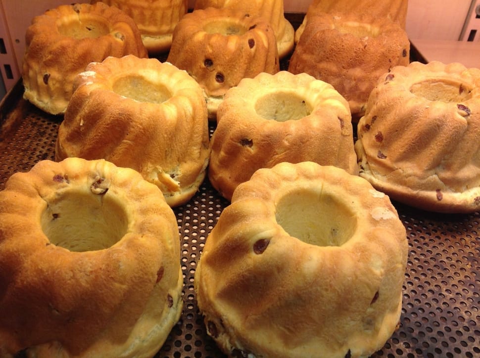 assorted bread in brown metal pane preview