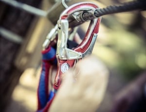 red and gray steel carabiner thumbnail