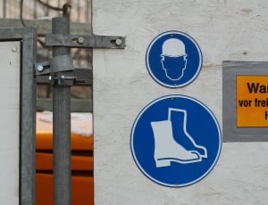 blue and white shoes print signage thumbnail