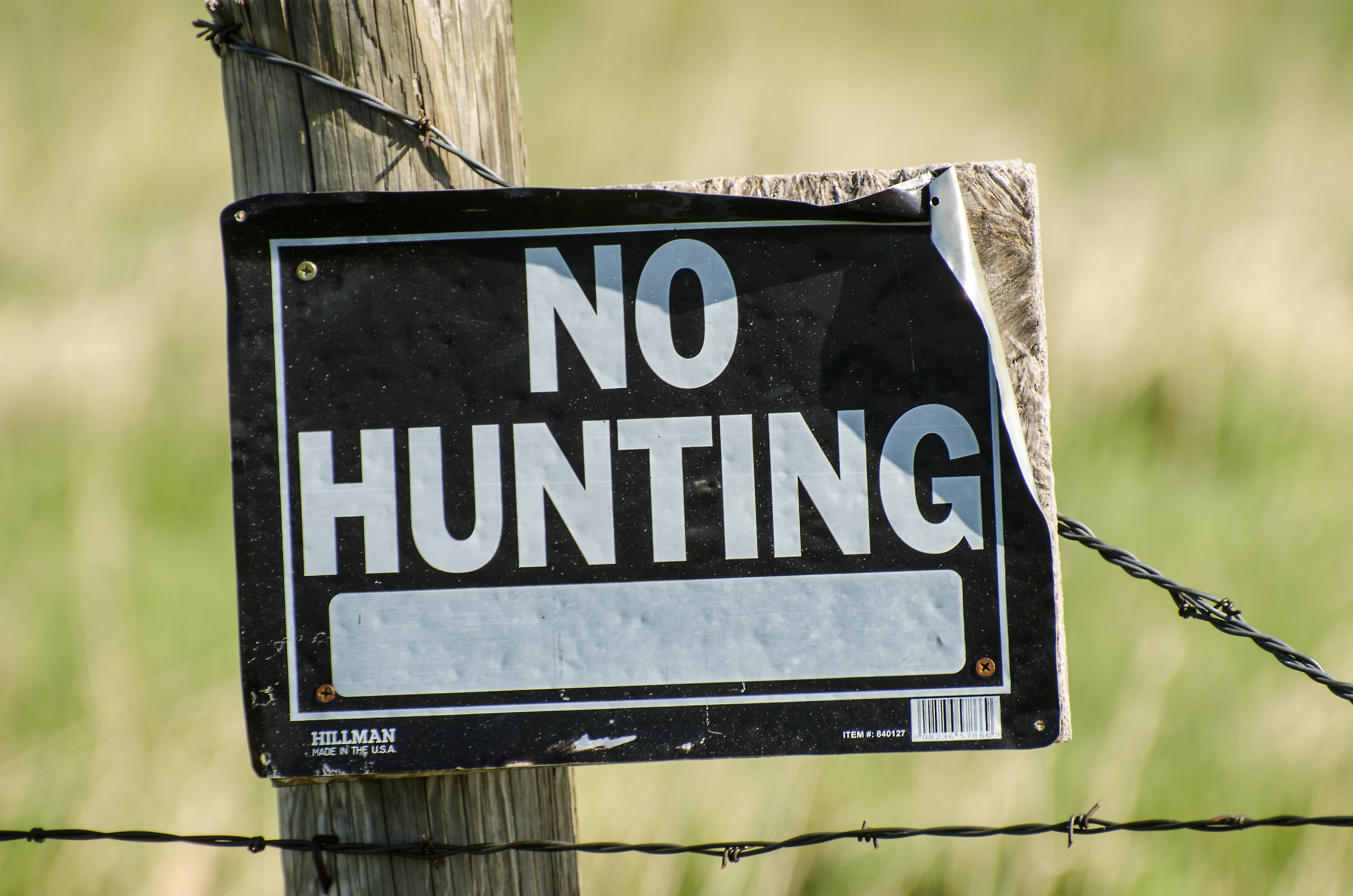 white and black no hunting signage