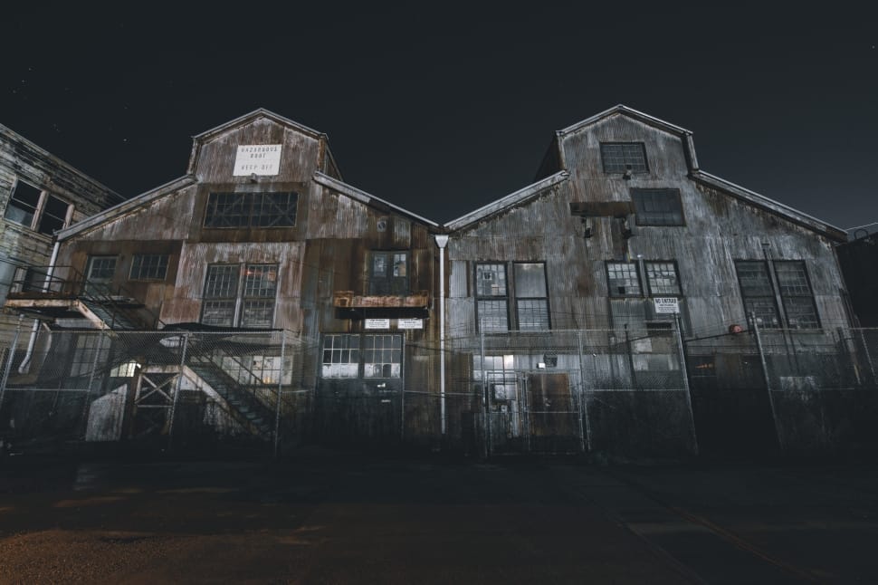 grey concrete building with emergency stairs preview