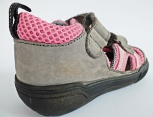 pink and grey suede velcro trek sandals thumbnail
