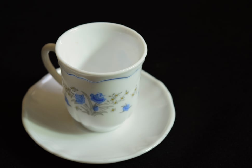 white and blue floral tea cup and saucer preview