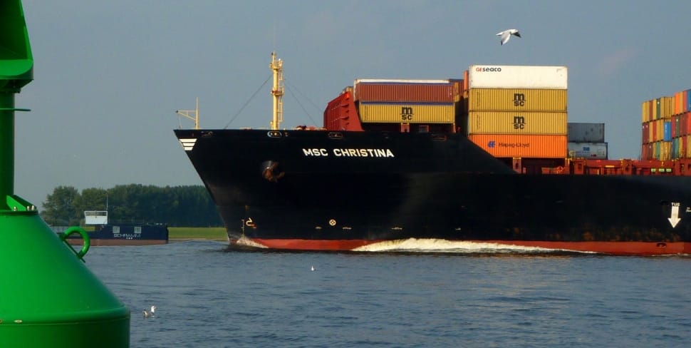 black red cargo ship preview