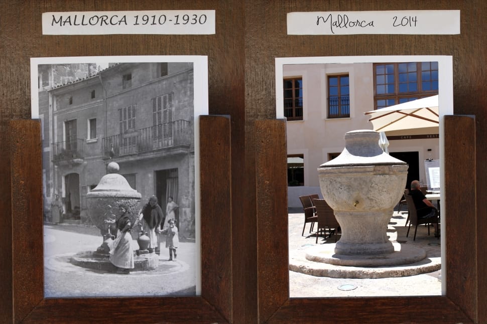 Mallorca photo on 1910-1930 beside photo of it on 2014 preview